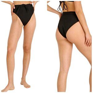 Mara Hoffman Goldie High-Waist Bikini Bottom – Black – Size XS